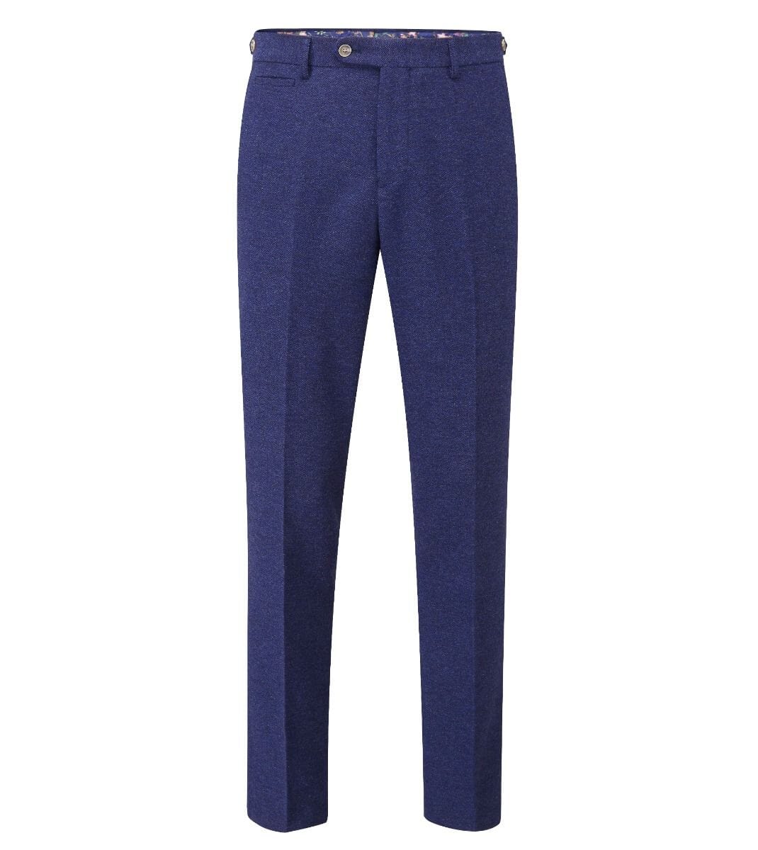 Jude Navy Herringbone Trousers - Trousers - - THREADPEPPER