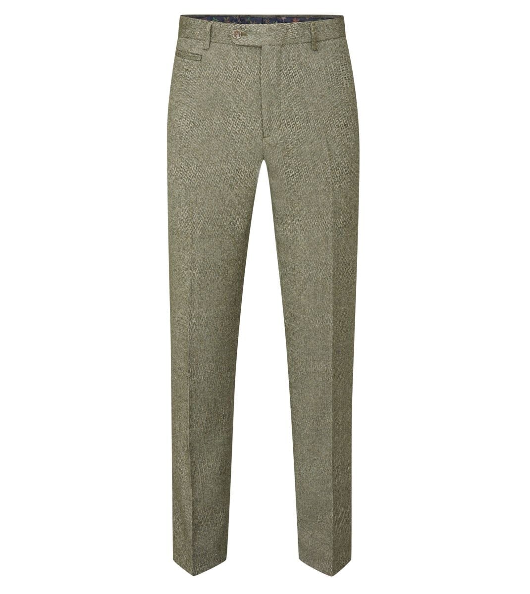 Jude Sage Herringbone Trousers - DUE 26/8/23 - Trousers - - THREADPEPPER