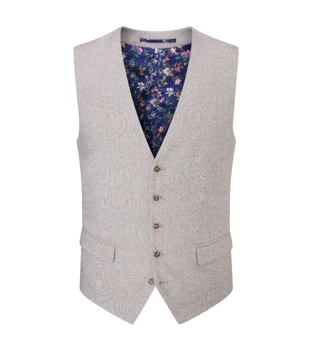 Jude Stone Herringbone Waistcoat - Waistcoats - - THREADPEPPER