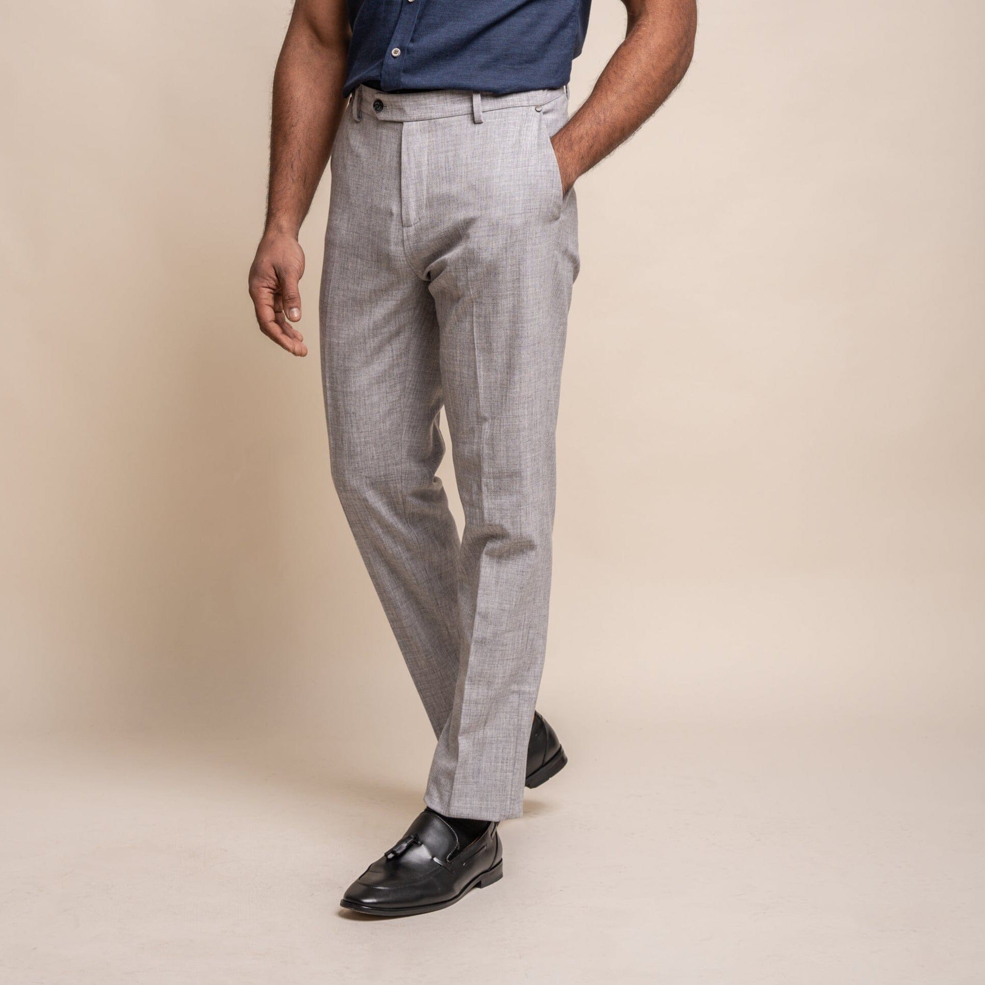 Linen-Blend Dove Trousers - STOCK CLEARANCE - Trousers - - THREADPEPPER