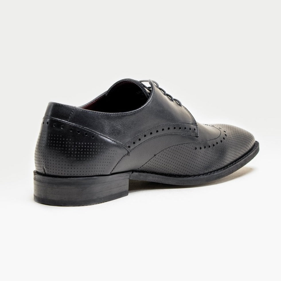 Lisbon Black Brogue Shoes - Shoes - - THREADPEPPER