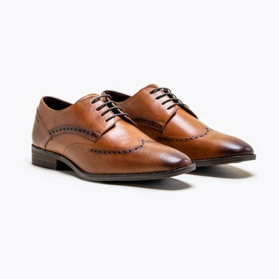 Lisbon Tan Brogue Shoes - Shoes - - THREADPEPPER