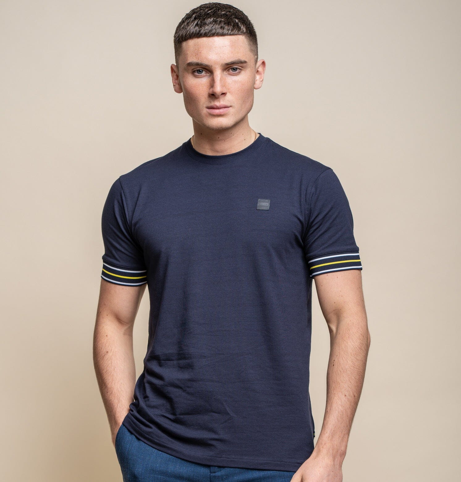 Malaga Navy T-Shirt - T-Shirts - S - THREADPEPPER