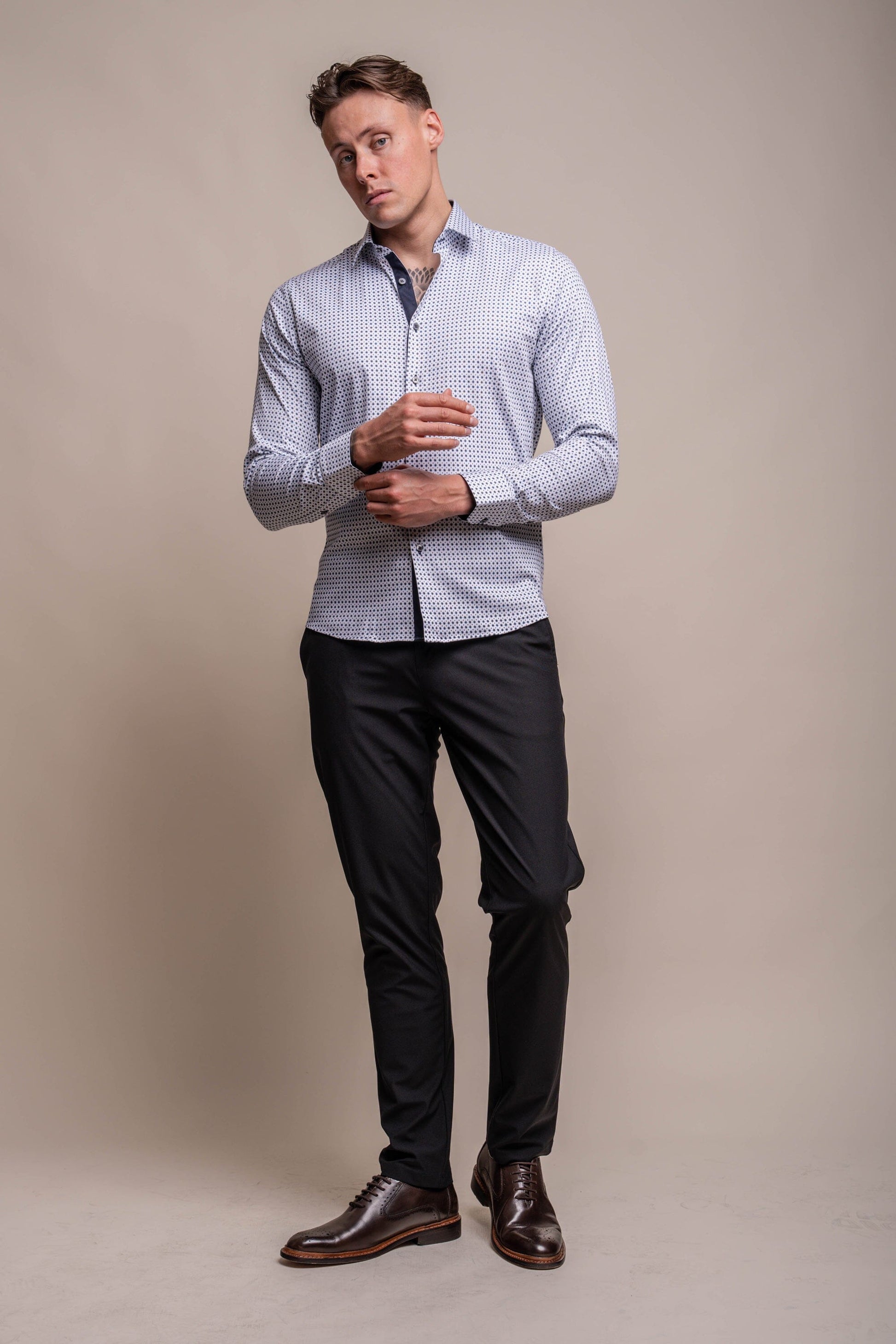 Mania Geometric Cotton Shirt - Shirts - - THREADPEPPER