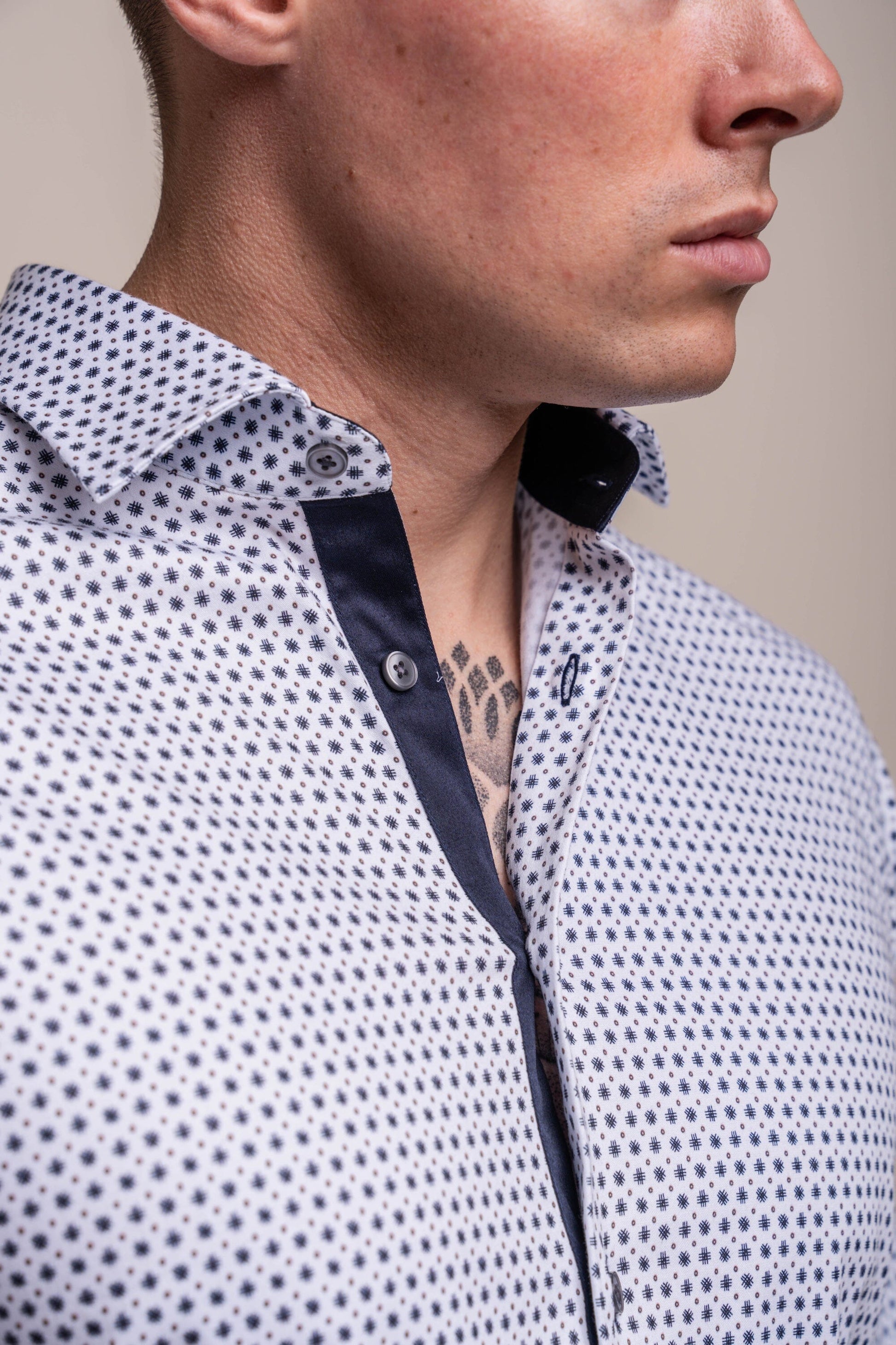 Mania Geometric Cotton Shirt - Shirts - - THREADPEPPER