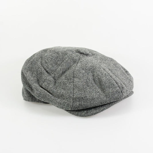Grey Tweed 8 Panel Baker Boy Cap - STOCK CLEARANCE - Hats - L/XL Grey - THREADPEPPER
