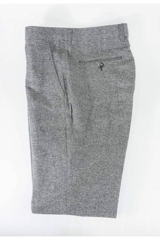 Herringbone Tweed Grey Trousers - STOCK CLEARANCE - Trousers - - THREADPEPPER