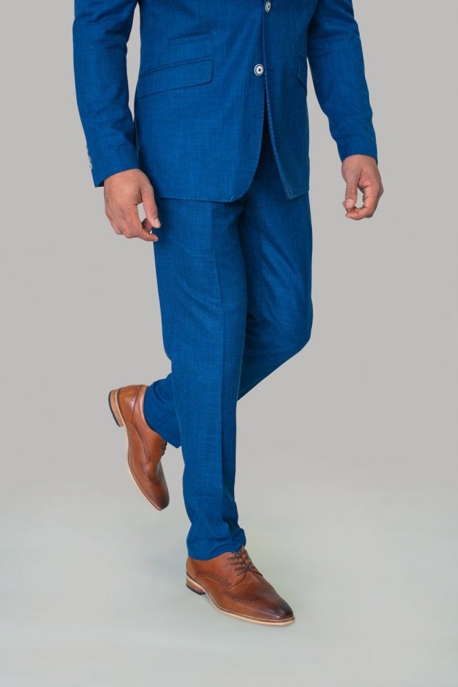 Blue Linen Trousers - STOCK CLEARANCE - Trousers - - THREADPEPPER