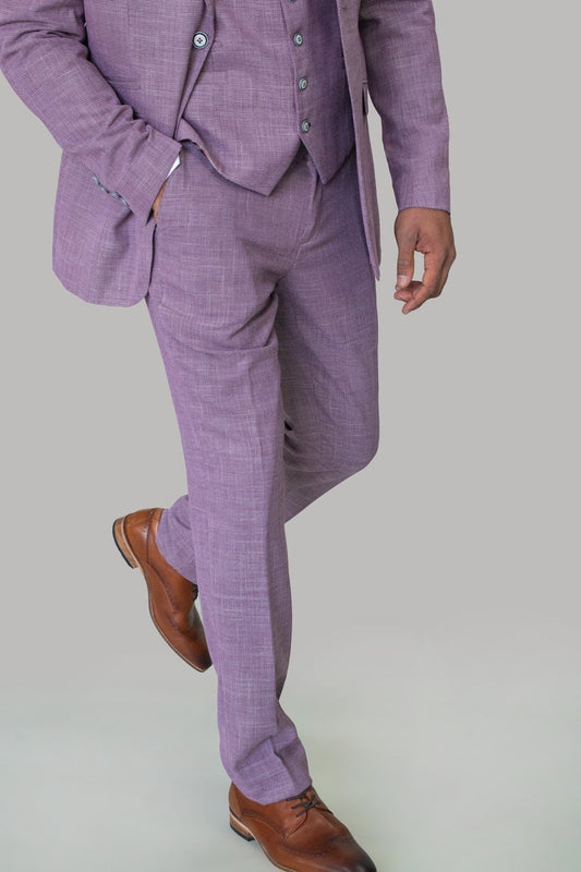 Lilac Linen Trousers - STOCK CLEARANCE - Trousers - 36R - THREADPEPPER
