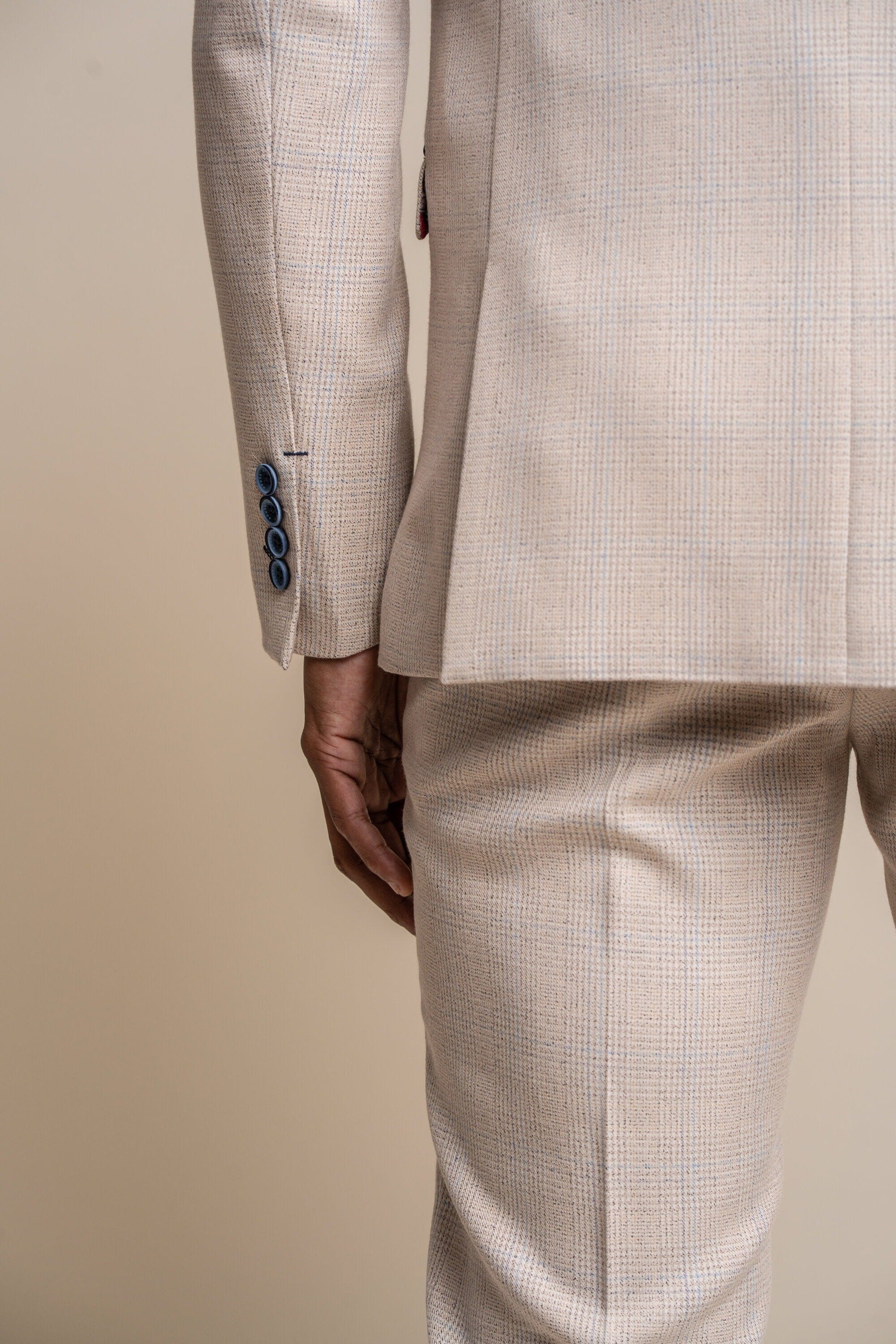 Micro-check Beige Trousers - STOCK CLEARANCE - Trousers - - THREADPEPPER
