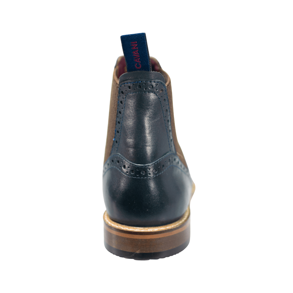 Moriarty Navy Brogue Boots - Boots - - THREADPEPPER