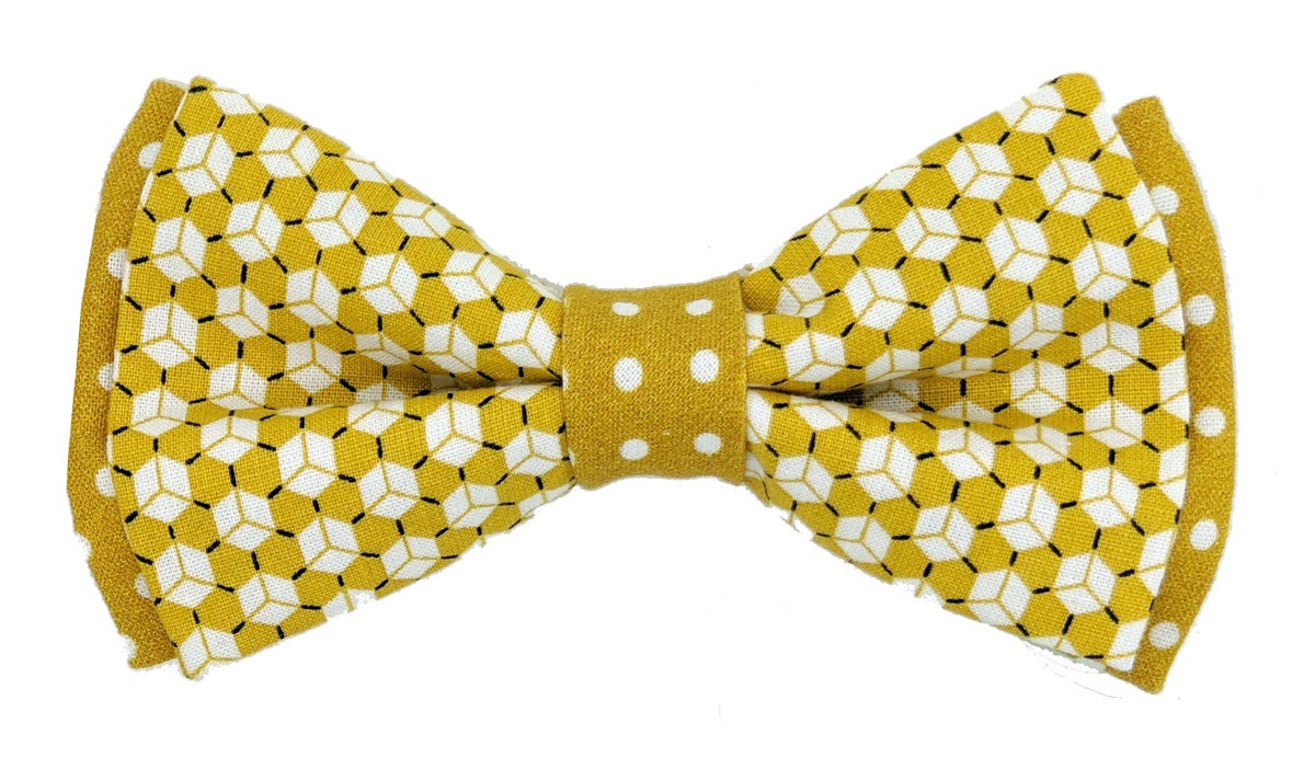 Mustard Cubes Double Bow Tie - Bow Ties - - THREADPEPPER