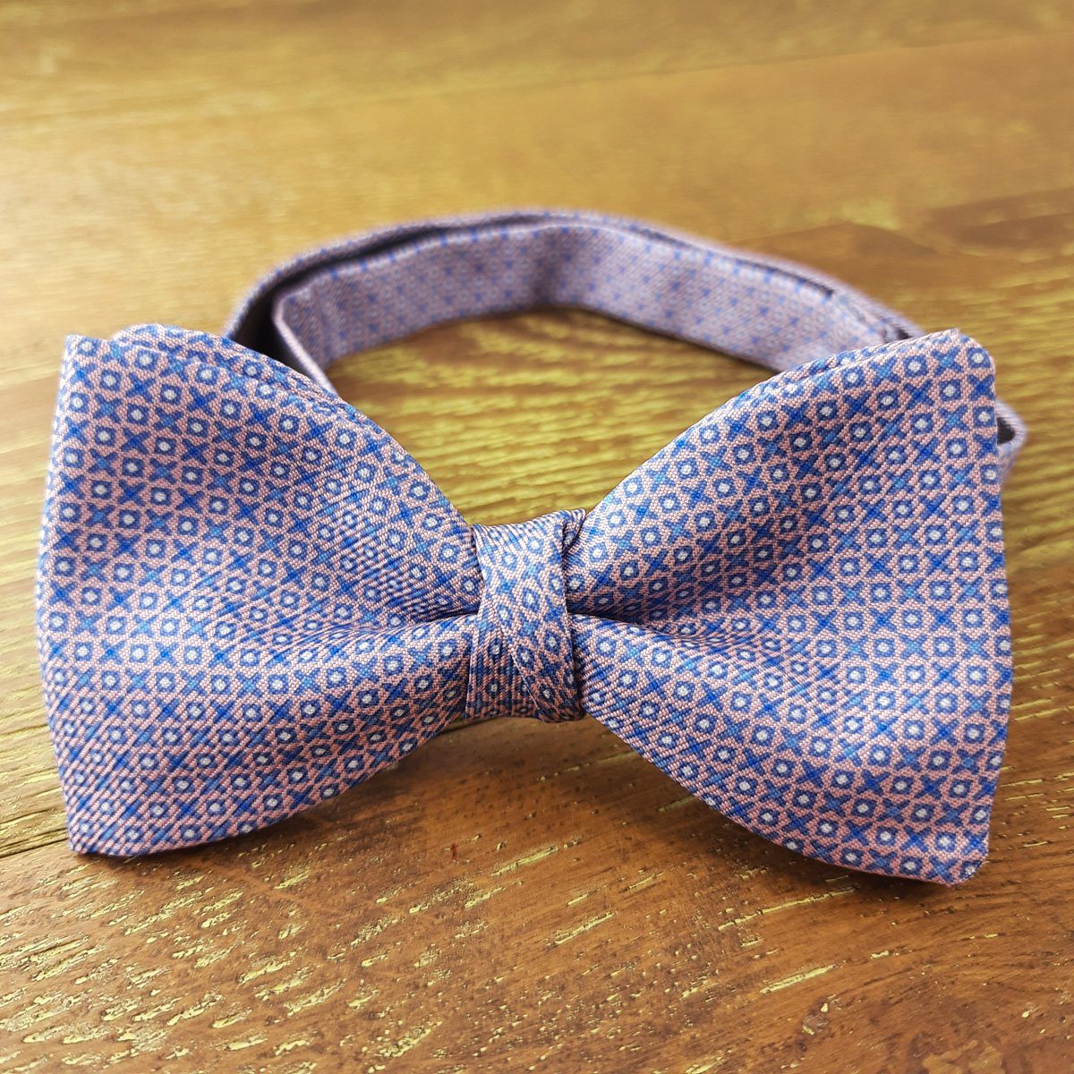 Naughts & Crosses on Pink Silk Ready-Tied Bow Tie - Bow Ties - - THREADPEPPER