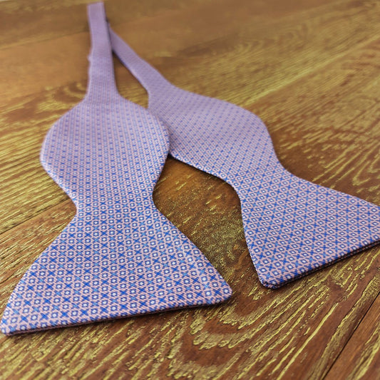 Naughts & Crosses on Pink Silk Self-Tie Bow Tie - Bow Ties - - THREADPEPPER