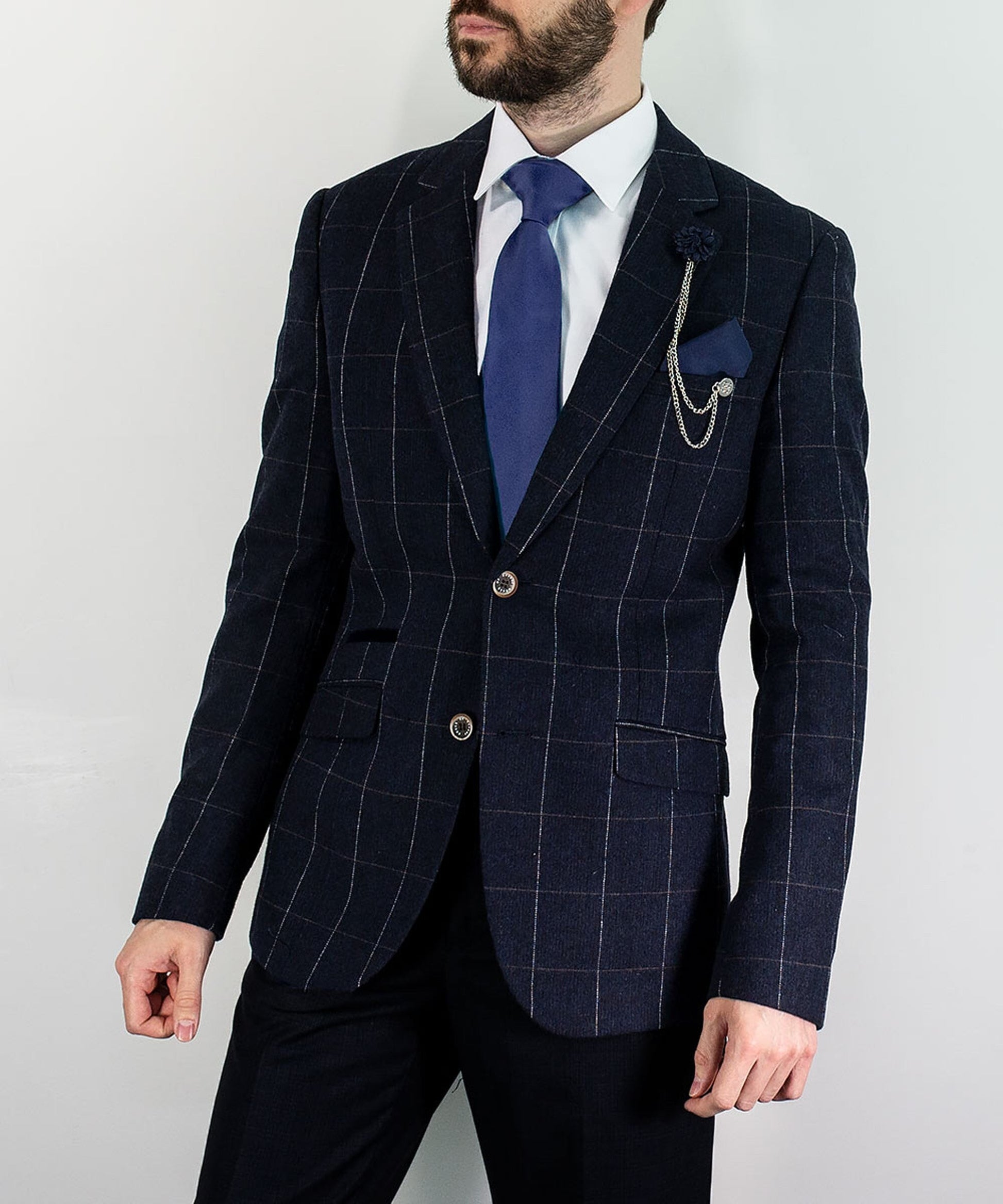 Navy Check Tweed Blazer - STOCK CLEARANCE - Clearance Jackets - - THREADPEPPER