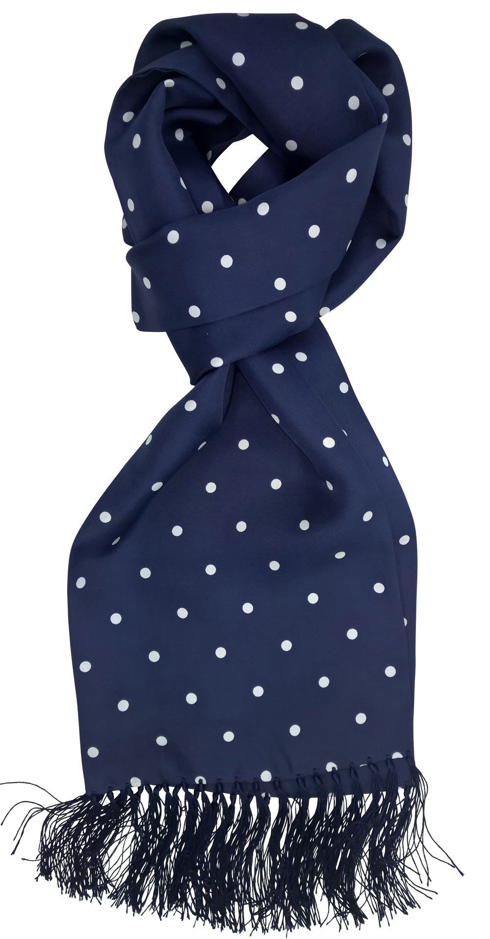 Navy Dot Silk Scarf - Scarves - - THREADPEPPER