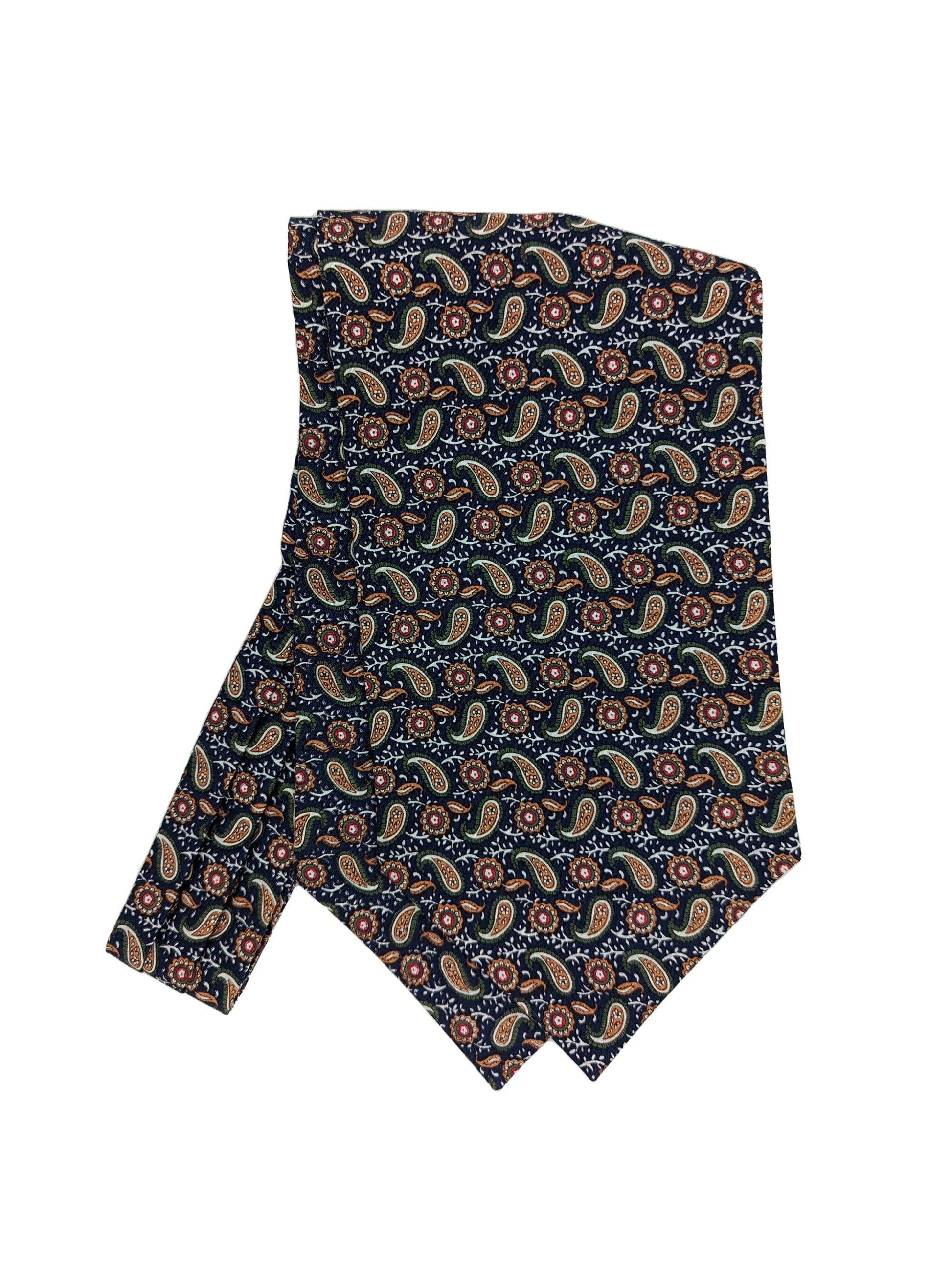Navy Floral Paisley Cotton Cravat - Cravats - - THREADPEPPER