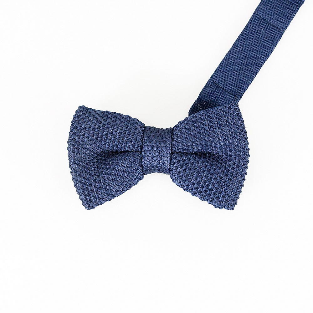 Navy Knitted Bow Tie Set - Bow Ties - - THREADPEPPER
