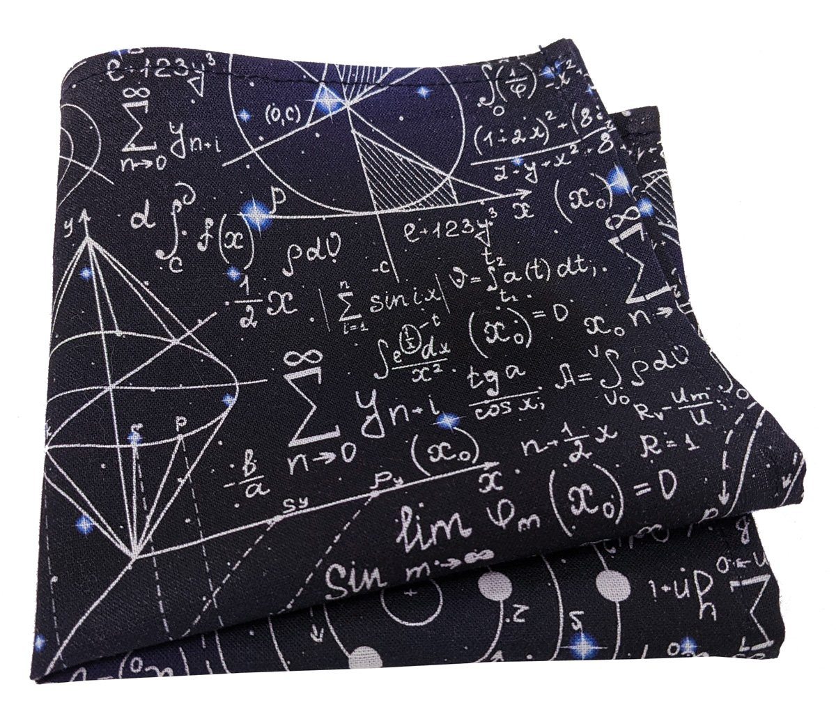 Navy Maths Equations Pocket Square - Handkerchiefs - - THREADPEPPER