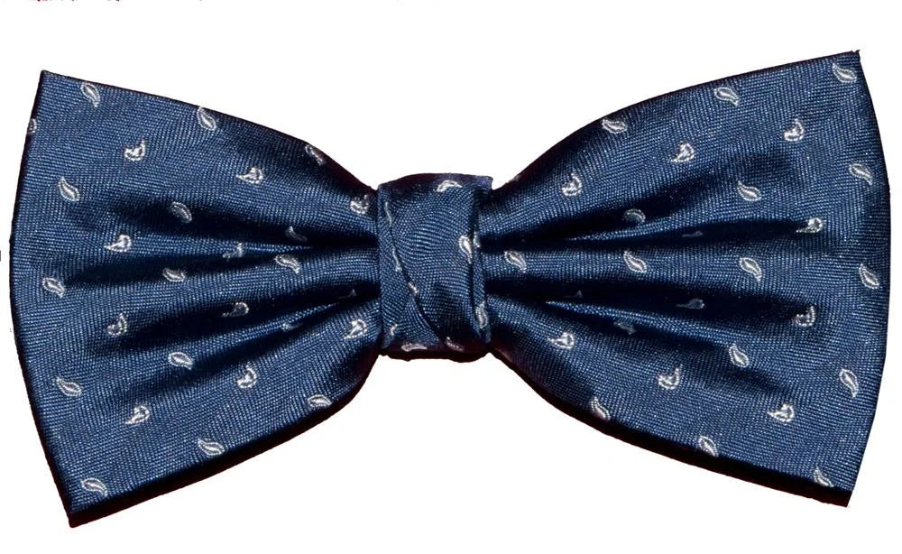 Blue Mini Paisley Silk Bow Tie - Bow Ties - - THREADPEPPER