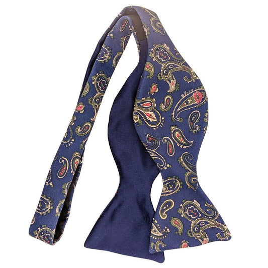 Navy Rose Paisley Self-Tie Bow Tie - Bow Ties - - THREADPEPPER