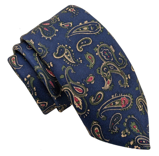 Navy Rose Paisley Tie - Ties - - THREADPEPPER