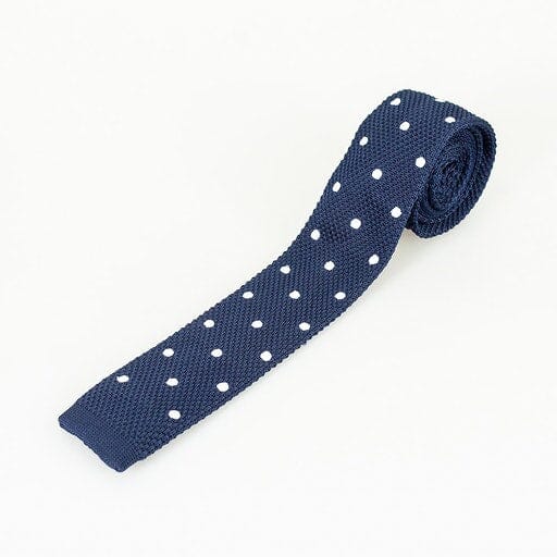 Navy Spot Knitted Tie Set - Ties - - THREADPEPPER