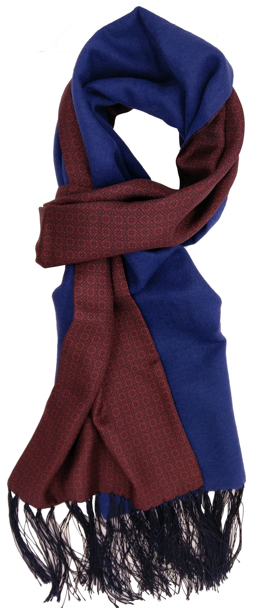 Neat Wine Wool Backed Silk Scarf - Scarves - - THREADPEPPER