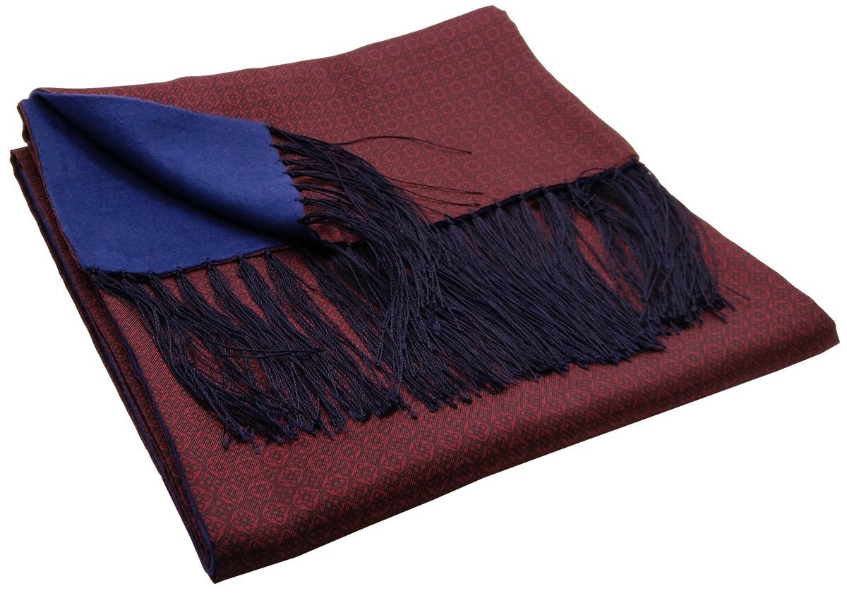 Neat Wine Wool Backed Silk Scarf - Scarves - - THREADPEPPER