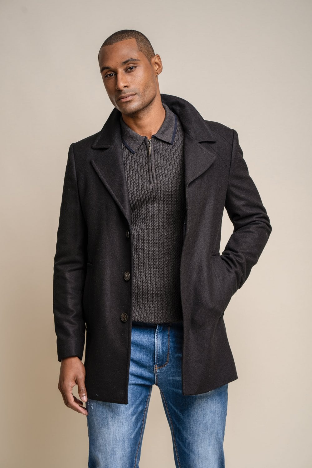 Nelson Black Coat - Coats - - THREADPEPPER