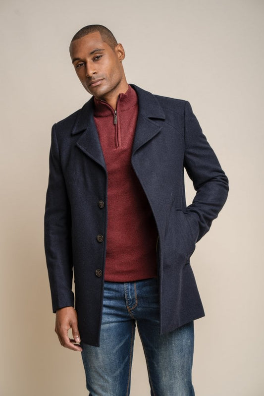 Nelson Navy Coat - Coats - - THREADPEPPER