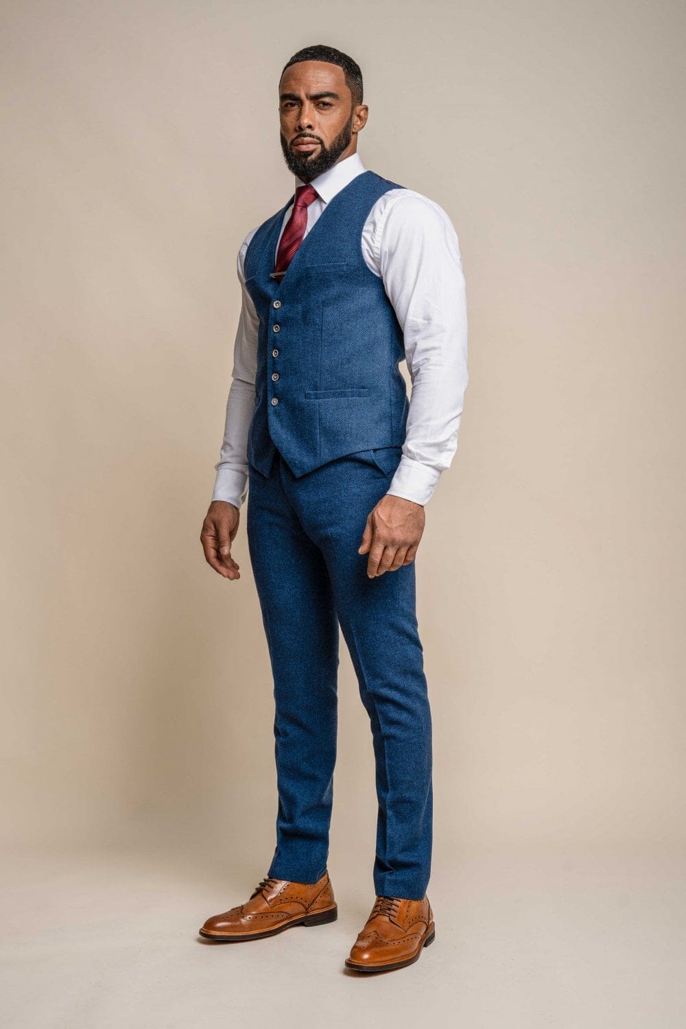 Orson Blue Tweed 3 Piece Wedding Suit - Suits - - THREADPEPPER