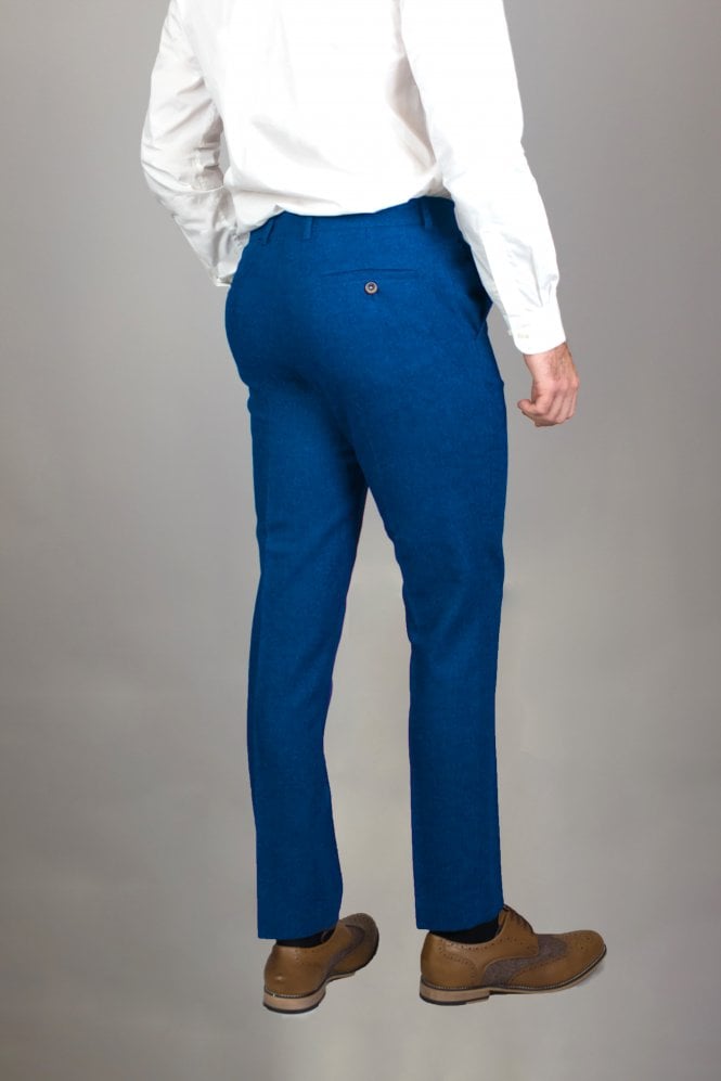 Plain Blue Tweed Trousers - STOCK CLEARANCE - Trousers - - THREADPEPPER