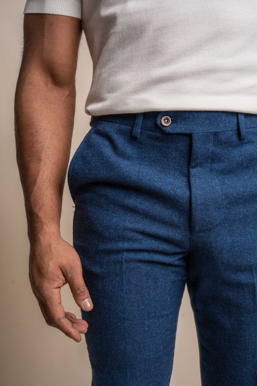 Orson Blue Tweed Trousers - Trousers - - THREADPEPPER