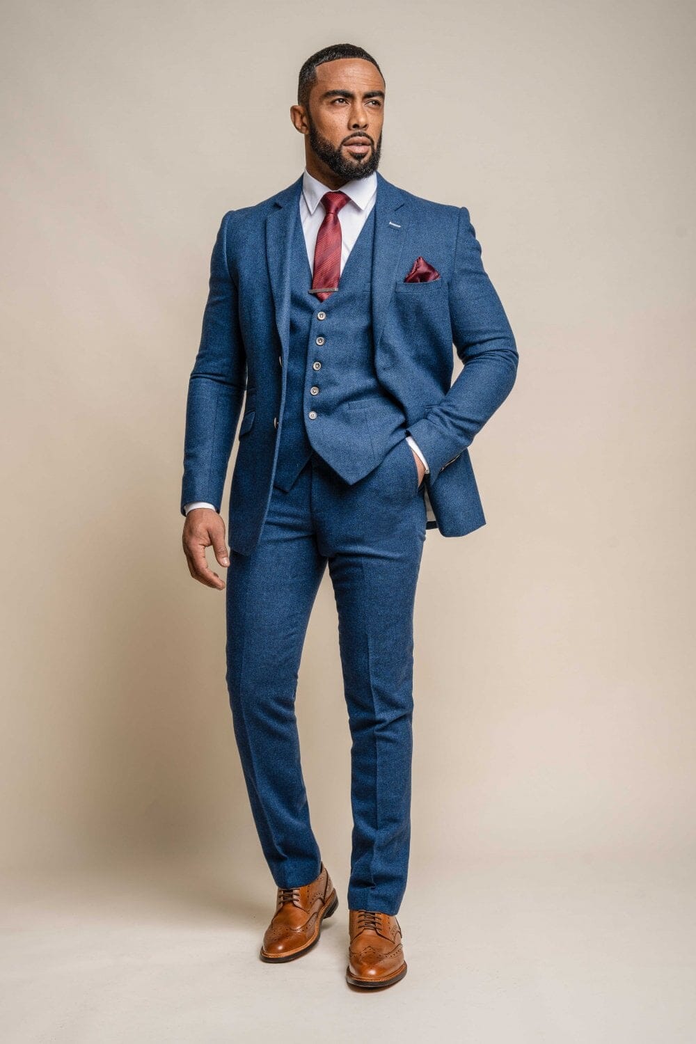 Orson Blue Tweed Waistcoat - Waistcoats - - THREADPEPPER