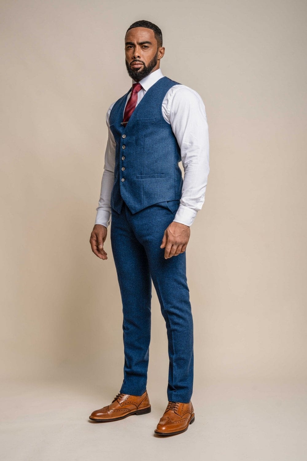 Orson Blue Tweed Waistcoat - Waistcoats - - THREADPEPPER