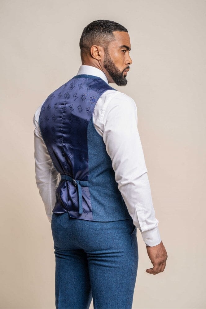 Orson Blue Tweed Waistcoat - Waistcoats - - THREADPEPPER