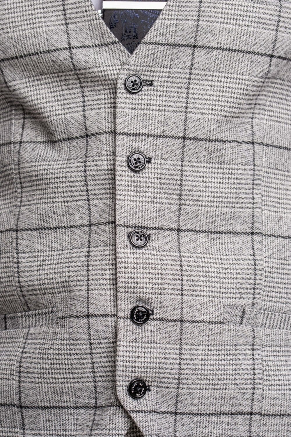 Pale Grey Checked Waistcoat - STOCK CLEARANCE - Waistcoats - - THREADPEPPER