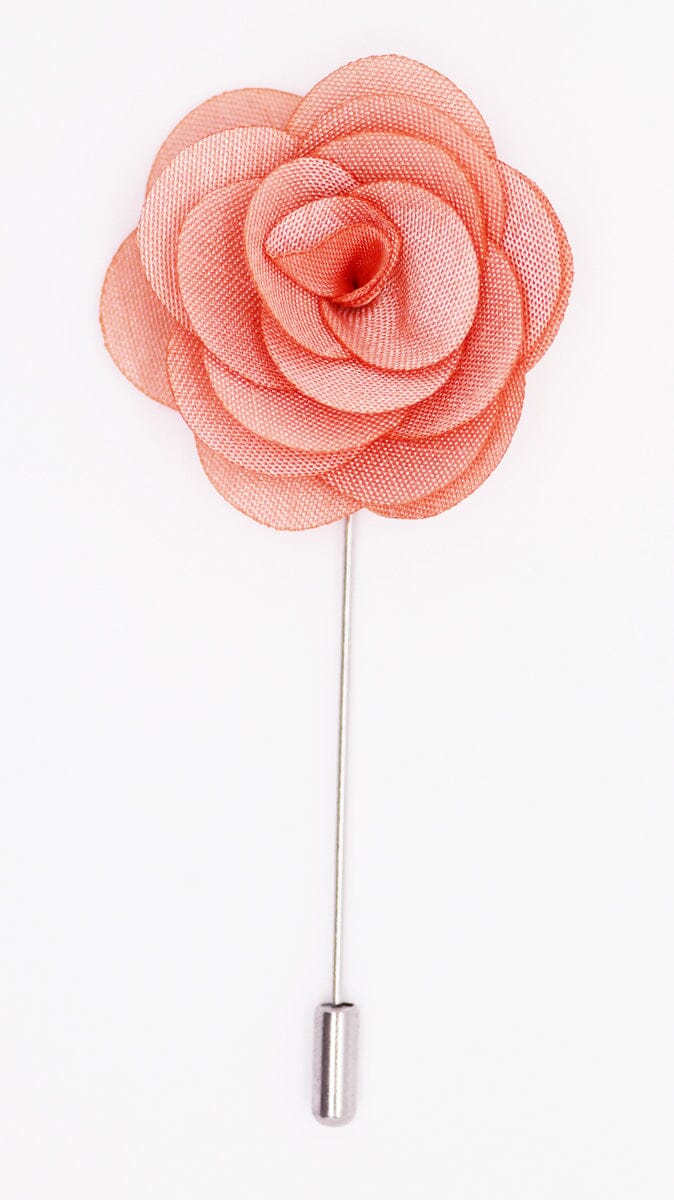 Peach Flower Boutonniere Lapel Pin - Lapel Pin - - THREADPEPPER