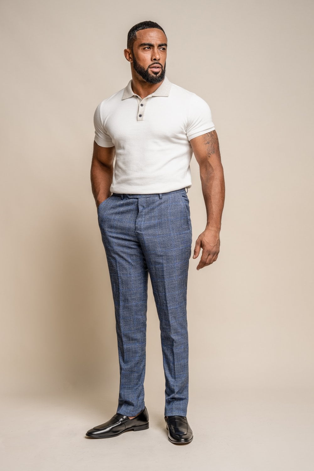 Phantom Blue Check Trousers - Trousers - - THREADPEPPER