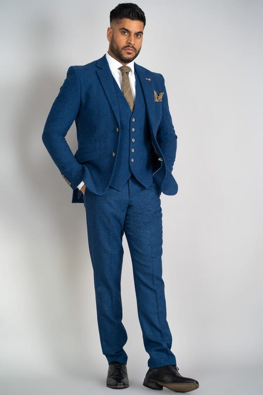 Plain Blue Tweed Jacket - STOCK CLEARANCE - Blazers & Jackets Sale - - THREADPEPPER