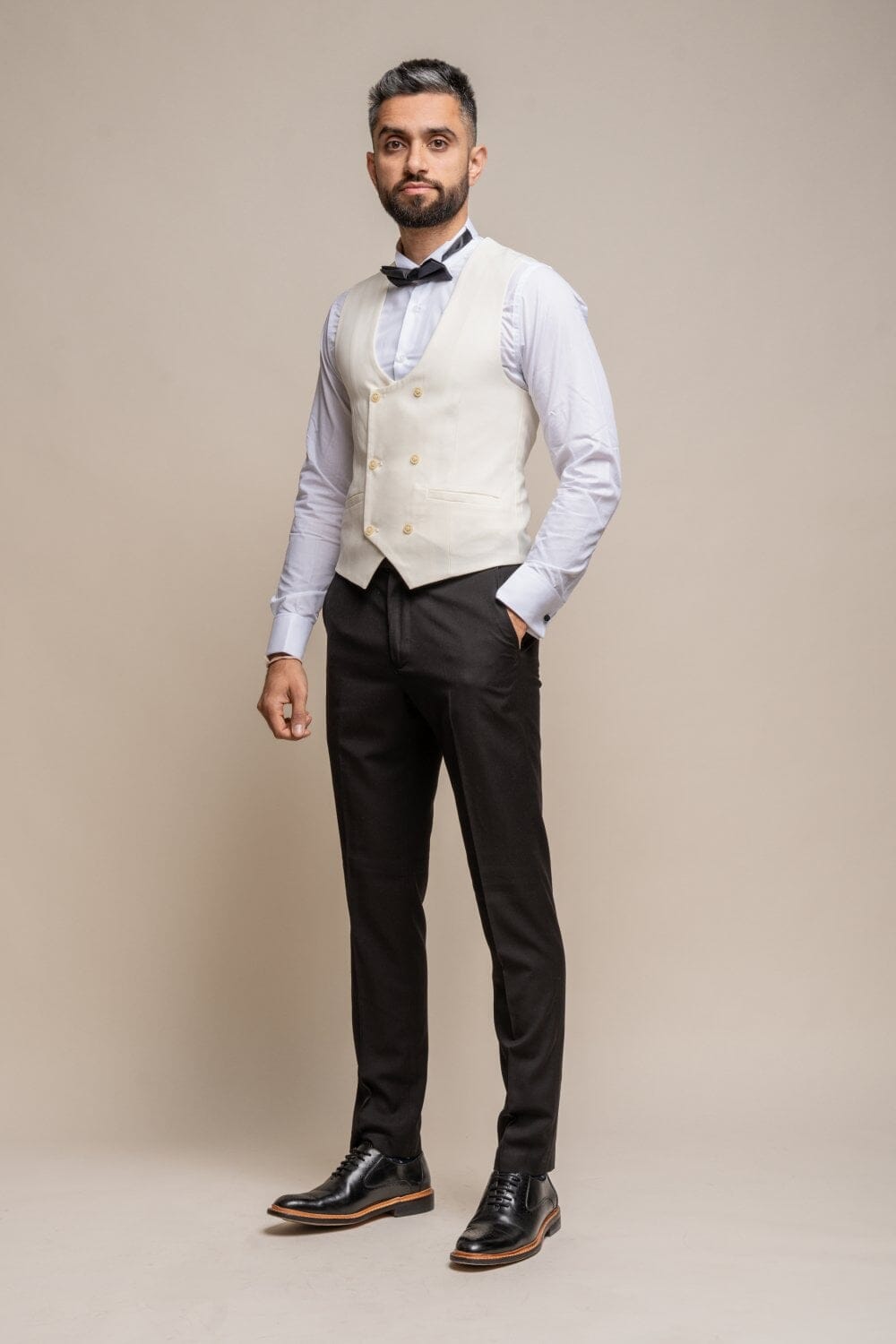 Plain Ecru Scoop Waistcoat - STOCK CLEARANCE - Waistcoats - - THREADPEPPER