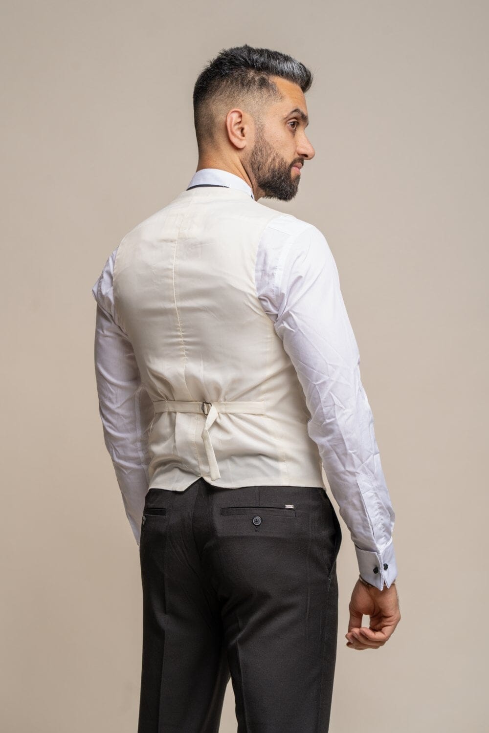 Plain Ecru Scoop Waistcoat - STOCK CLEARANCE - Waistcoats - - THREADPEPPER