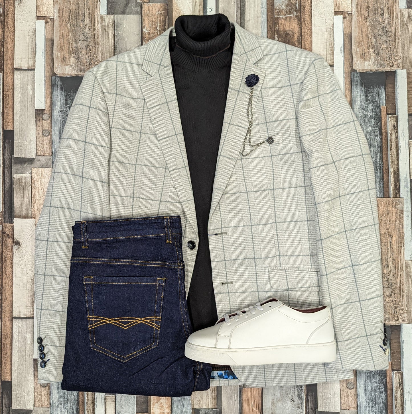 Radika Snow Grey Check Jacket - Blazers & Jackets - - THREADPEPPER