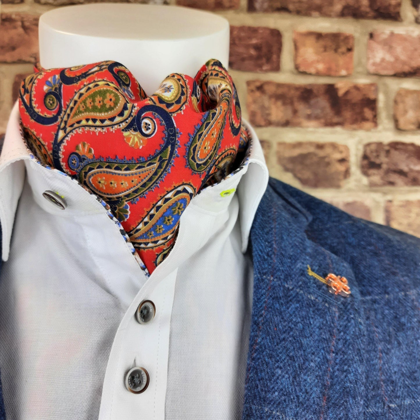 Evoque Red Paisley Cotton Cravat - Cravats - - THREADPEPPER