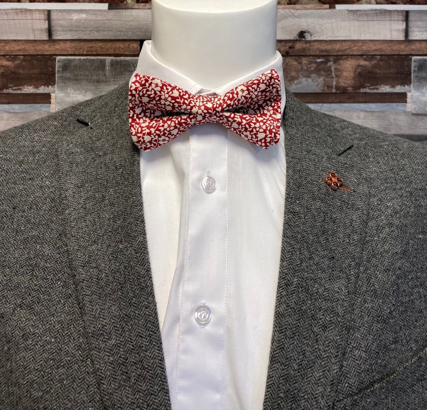 Red Climbing Rose Bow Tie - Bow Ties - - THREADPEPPER
