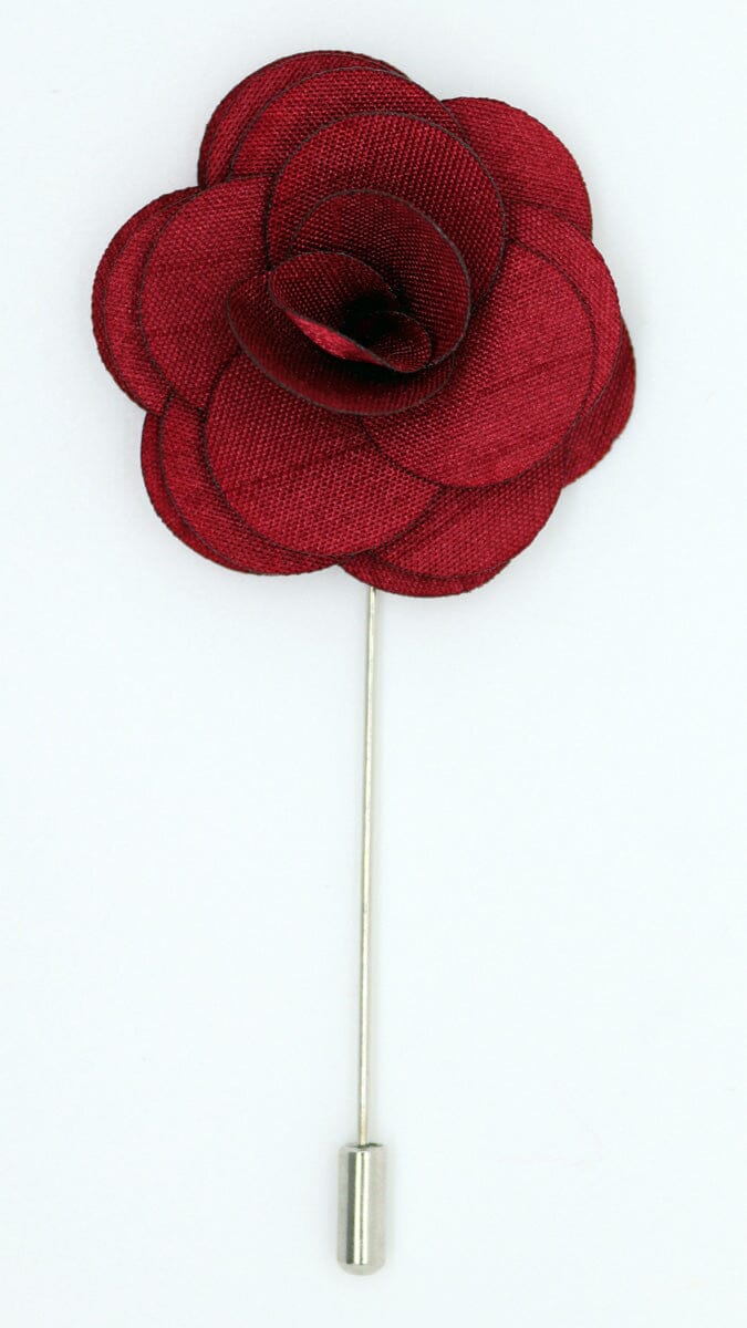 Red Flower Boutonniere Lapel Pin - Lapel Pin - - THREADPEPPER