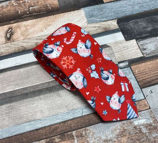 Red Red Robin Christmas Tie - Ties - - THREADPEPPER