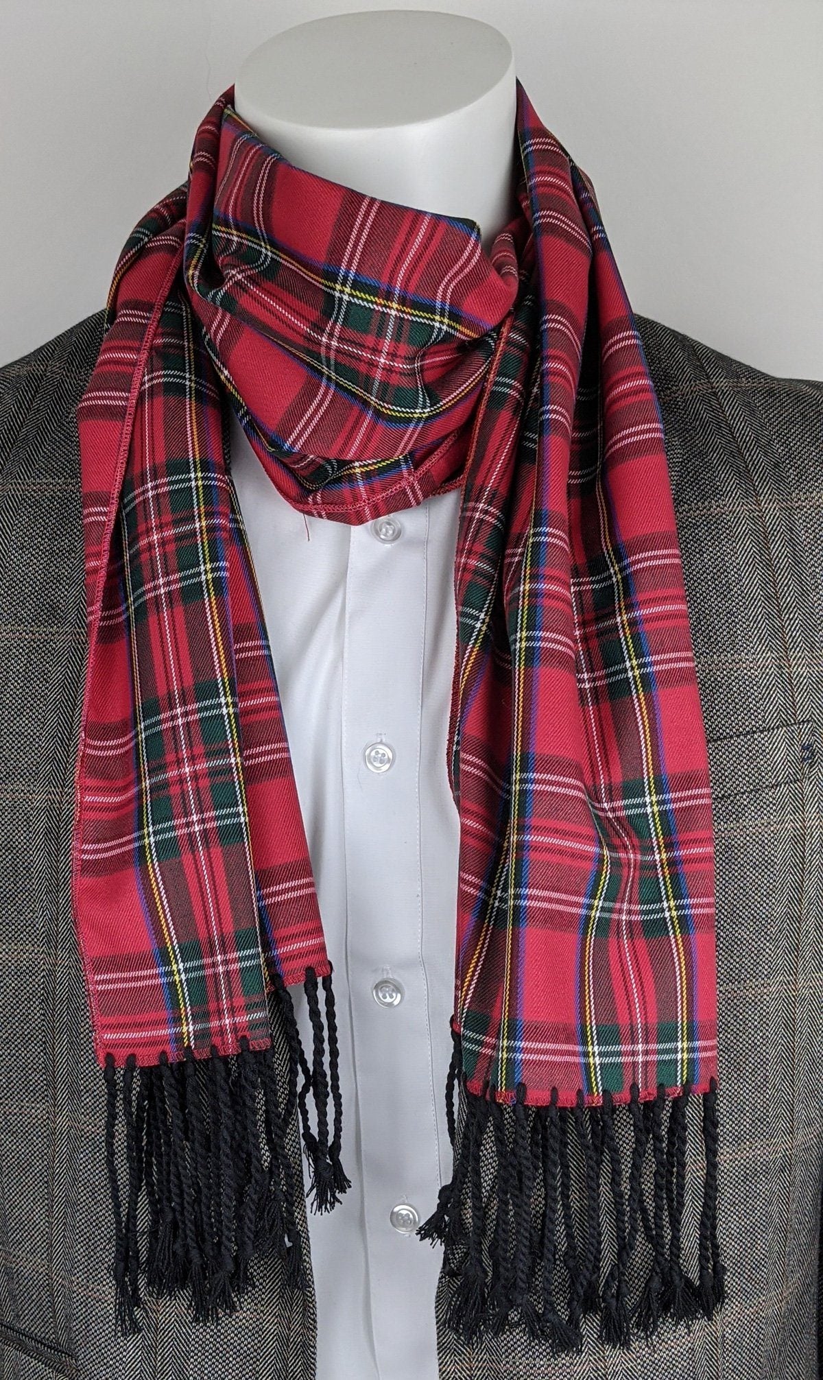 Red Tartan Scarf - Scarves - - THREADPEPPER