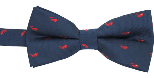 Red Whales Navy Bow Tie - SALE - Bow Ties - - THREADPEPPER